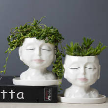 Nordic Abstract Ceramics Human Head Vase Flower Pot Balcony Succulents Planter Bonsai Pots Crafts Garden Decoration Accessories 2024 - buy cheap