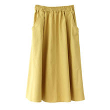 Falda Midi de algodón con cintura elástica para mujer, falda informal de corte en A, color blanco, para verano, 2020 2024 - compra barato