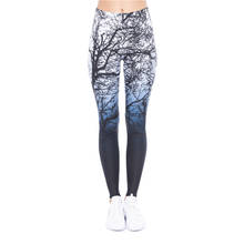New Design Women Legging Trees Printing Blue Fitness Leggings Fashion High Waist Woman Pants 2024 - buy cheap