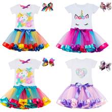 Toddler Baby Girl Birthday Clothing Set Rainbow Unicorn Kids T-shirt & Tutu Skirt Children Little Girls Summer Baby Girl Clothes 2024 - buy cheap