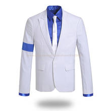Abrigo MJ Michael Jackson, camisa azul suave, traje a rayas, chaqueta, traje para fiesta de Halloween, colección de accesorios de Cosplay 2024 - compra barato