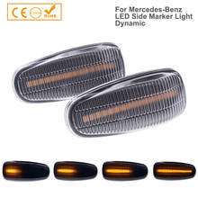 Luz led dinâmica de seta para mercedes-benz e-class w210 c-class w202 w208, 2 peças, seta lateral, luz cegante sequencial 2024 - compre barato