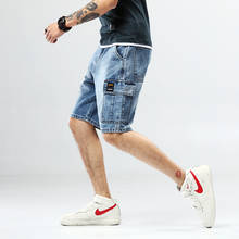 Jeans Shorts Men's Denim Cargo Shorts Mid-waist Drawstring Short Pants Men Casual Shorts Elastic Waist Multi-pocket Shorts 2024 - buy cheap