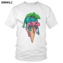 Funny Color Frogs T Shirts Cool Casual Cotton Summer T-Shirt Men Short Sleeve Crew Neck Icecream trip Tees Novelty Graphic Tops 2024 - buy cheap