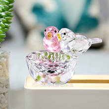 H & d pássaros de cristal em uma tigela, estatueta, arte, anel de vidro, suporte, animais colecionáveis, peso de papel para mesa, decoração de casa, presente de natal 2024 - compre barato