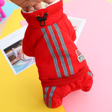 Roupas de cachorro grossas vermelho, roupa de inverno com gola apertada, quente, quatro pernas, macacão para cães pequenos york terrier, macacão para animais de estimação 2024 - compre barato