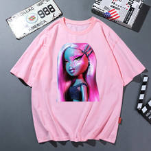 Футболка женская с забавным рисунком, розовая стильная рубашка в стиле хип-хоп, уличная одежда в стиле Харадзюку, Y2k Bratz, лето 2024 - купить недорого