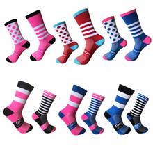 New Stripe Dot Cycling Socks Top Quality Professional Brand Sport Socks Breathable Bicycle Sock Outdoor Racing Running Socks 2024 - buy cheap