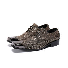 Zapatos de diseñador para hombre, calzado de cuero genuino oxford, transpirable, cuadrado, con punta de hierro, vestido, zapatos de calavera 2024 - compra barato