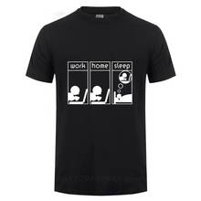 Custom Printed Work Home Sleep Geek Computer Nerd Gift Funny T Shirts Men Short Sleeve Round Neck Cotton T-Shirt Summer Tops Tee 2024 - buy cheap