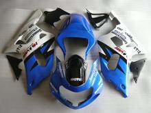 Kit de carenagem personalizado para gsxr600 750, k1, 01, 02, 03, gsxr 600, gsxr750 2001, 2002, 2003, branco, azul, carroceria + presentes, sh48 2024 - compre barato