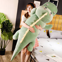 Brinquedo de pelúcia dinossauro macio, brinquedo longo e lindo de dinossauro com desenho de animal, travesseiro de pelúcia para meninas 2024 - compre barato