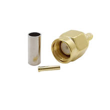 Brass Gold plated RP SMA Male Crimp RF Coax Connector Straight RP SMA Plug Solder Adapter for RG316 RG174 LMR100 Cable Wire 2024 - buy cheap