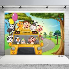 Decoração tema animais do bebê aniversário com nome personalizado festa macaco ônibus selva safari cenário fotográfico estúdio fundo adereços 2024 - compre barato