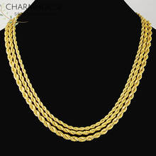 Charmhouse Yellow Gold GP Necklaces For Men Women 3/4/5mm Twisted Chain Long Necklace Collier Hip Hop Jewelry Accessories 2024 - buy cheap