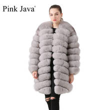 pink java QC19071  new arrival hot sale  real fox fur coat women natural fox fur coat long fur coat thick warm 2024 - buy cheap