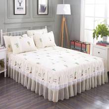 Ruffled Sheet Cover With 2 Pcs Pillowcases Graceful Floral Lace Bedspread Bedroom Girl Bedcover Skirt Non-slip Mattress Bedskirt 2024 - buy cheap