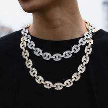 Cuban Link Chain Iced Out Bling Heavy Baguette AAA CZ Stone Chain Coffee Beans Bracelet Necklace Hip Hop Jewelry for Men Women 2024 - buy cheap