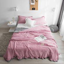 Модное розовое летнее хлопковое покрывало для стирки, одеяло, покрывало для кровати, стеганое одеяло, подходит для детей, для взрослых, постельное белье для близнецов и королев 2024 - купить недорого