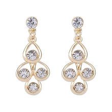 Pendientes de cristal con diamantes de imitación para mujer, aretes colgantes, Color dorado 2024 - compra barato
