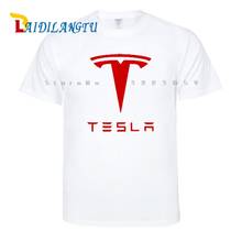 Футболка Tesla мужская с коротким рукавом, повседневная тенниска с принтом, майка с круглым вырезом в стиле хип-хоп, уличная одежда, лето 2023 - купить недорого