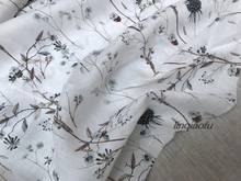 Transparente digital jato de tinta branco flor seca blusa vestido de linho tecido de alta qualidade 2024 - compre barato