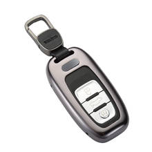 Чехол для автомобильного ключа из алюминиевого сплава, кожаный ремень из алюминиевого сплава, чехол для хранения ключей для Audi A4L A5 A6L A7 A8L S5 S6 Q5 SQ5 RS5 2024 - купить недорого