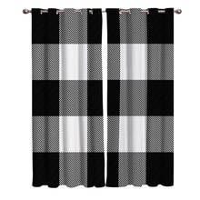 Preto e branco grade sala de estar cortinas cozinha interior impressão crianças sala cortina tratamento janela valances 2024 - compre barato