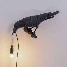 Luminária de parede com pássaro em resina, lustre nórdico moderno de pássaro italiano branco e preto, frete grátis, para sala de jantar 2024 - compre barato