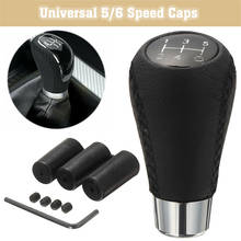 1pcs 5/6 Speed PU Leather Knob Universal Car Manual Gear Shifter Stick Shift Knob Lever 3 Black Cap with Wrench Screws Adapter 2024 - buy cheap