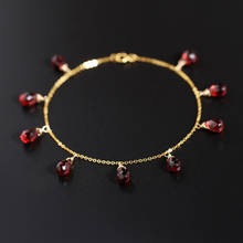 DAIMI Gypsophila-pulsera de granate de gota de agua facetada para mujer, auténtica joyería de piedras preciosas rojas de oro de 18K 2024 - compra barato