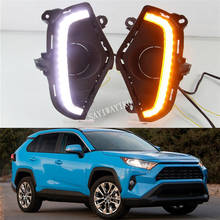 Luz LED de conducción diurna para Toyota RAV 4 RAV4 2019 impermeable ABS 12V Car DRL lámpara antiniebla con relé amarillo de estilo intermitente 2024 - compra barato