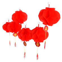 6 шт Новый год 2020 китайский бумажный фонарик праздничное красное Фонарь кулон рождественские украшения для дома украшения фонари 2024 - купить недорого