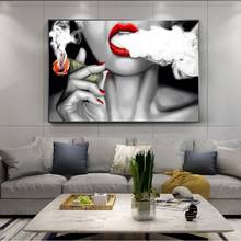 Sexy Girls With Red Lips Wall Art Posters And Prints Smoking Girls Canvas Paintings On The Wall Pictures For Living Room Cuadros 2024 - купить недорого