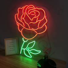 Personalized Custom LED Neon Sign Rose Flower Vintage Wall Decor For Store Restaurant Birthday Wedding Party Decorative Light 2024 - buy cheap