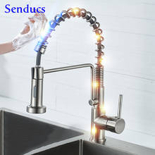 Spring Touch Kitchen Faucet Senducs Brushed Kitchen Sink Mixer Tap Smart Touch Pull Out Kitchen Faucet Matte Black Sensor Faucet 2024 - buy cheap