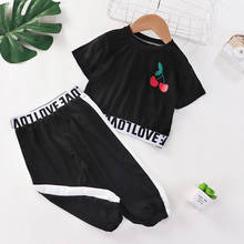 2021 Fashion Kids Girls Clothes Sets Summer Children Short-sleeved navel T-shirt + Sports trousers Casual Baby Girls Outfits1-8Y 2024 - buy cheap