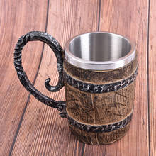 Wooden barrel Stainless Steel Resin 3D Beer Mug Goblet Game Tankard Coffee Cup Wine Glass Mugs 550ml BEST GOT Gift 2024 - buy cheap