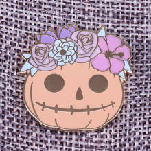 Spooky calabaza esmalte Pin flor pastel gótico cráneo insignia Creepy Horror Holloween Decoración 2024 - compra barato