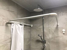 Barra de cortina de ducha curvada en forma de L, poste de aleación de aluminio, Riel de cortina de baño, color blanco, Combinación libre 2024 - compra barato