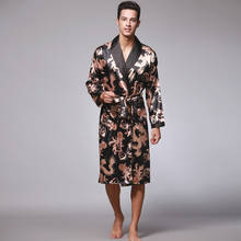 2021 Silky Nightgown Satin Male Sleepwear Loose Dragon Print Long Sleeve Robe And Long Pants Bathrobe Set For Men Robes Peignoir 2024 - buy cheap