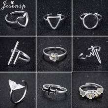 Женское Открытое кольцо с геометрическим рисунком, серебристое вечерние ЦО на палец с летательным аппаратом и цветком сердцебиения, 2021 2024 - купить недорого