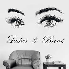 Beautiful Eyes Lash Brow Art Vinyl Wall Sticker Lashes Extensions Beauty Salon Decals Room Decor Eyebrows Make Up Poster LL198 2024 - buy cheap