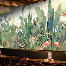 Personalizado 3d auto adesivo papel de parede mural pintados à mão planta floresta flor e pássaro animal tv fundo decoração da dor 2024 - compre barato