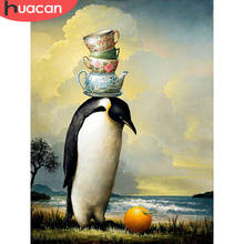 HUACAN Diamond Painting Animal Penguin Cross Stitch 5D Diamond Embroidery Seaside Home Decoration Handmade Gift 2024 - buy cheap