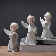 Europe Ceramic Character Angel Miniature Figurines Home Decoration Accessories Living Room Fairy Garden Ornaments Wedding Gifts 2024 - buy cheap