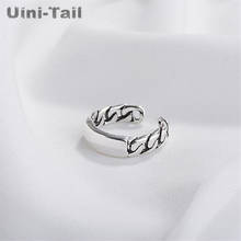Uini-tail-Anillo de Plata de Ley 925 con forma de giro, joyería de alta calidad, retro, rectangular, brillante, ED565 2024 - compra barato