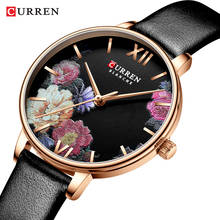 CURREN Flowers Women Watch Leather Strap Quartz Analog Ladies Dress Watches for Women Wristwatch Fashion Casual Female Clock 2024 - buy cheap