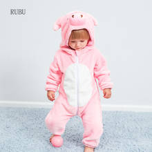 Baby rompers pink pig girls clothes new born baby costume boy jumpsuit warm winter animal pajamas roupas de bebe recem nascido 2024 - buy cheap