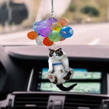 Cute Cat Car Hanging Ornament With Colorful Balloon Hanging Ornament Decor For Car Rear View Mirror Wreaths 2024 - buy cheap